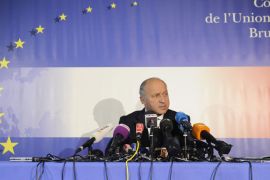 French Minister of Foreign Affairs Laurent Fabius gives a press conference after an EU Foreign Affairs emergency meeting on the situation in Mali, on January 17, 2013 at the EU Headquarters in Brussels. AFP PHOTO / JOHN THYS