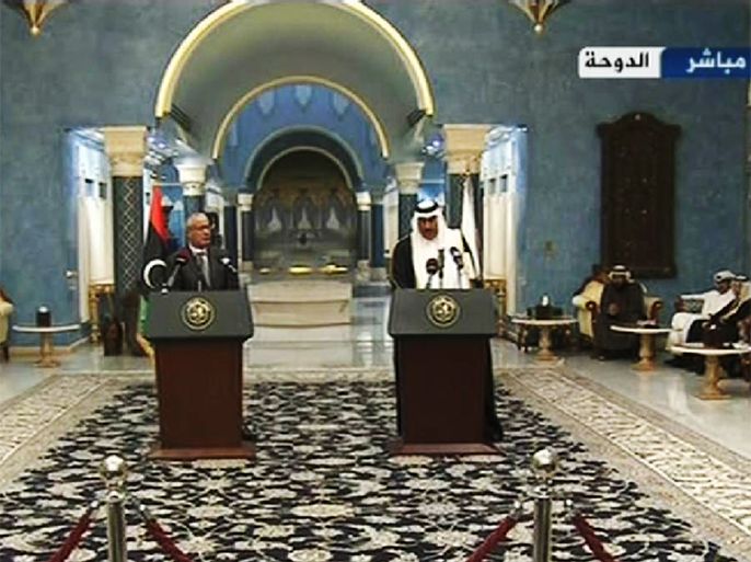 مؤتمر صحفي لرئيس الوزراء القطري مع رئيس الوزراء الليبي