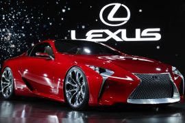 epa03054682 The new LF-LC at the Lexus premiere at the North American International Auto Show, at the Cobo Center in Detroit, Michigan, USA, 09 January 2012. The North American International Auto Show is one of the largest car shows held each year in the United States, and opens to the public 14 January 2012. EPA/LARRY W. SMITH