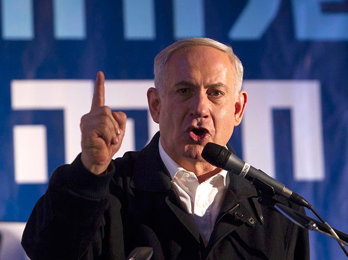 Israel's Prime Minister Benjamin Netanyahu speaks at a conference in the coastal city of Netanya, north of Tel Aviv, in this January 13, 2013 file photo. Netanyahu has a simple message as he seeks a third term in office - he is a strong man and a vote for him at parliamentary elections on January 22 means Israel will be a powerful nation. To match Newsmaker ISRAEL-ELECTION/NETANYAHU REUTERS/Baz Ratner/Files (ISRAEL - Tags: POLITICS ELECTIONS)