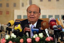 Yemeni President Abdrabuh Mansur Hadi speaks during a meeting with a United Nations Security Council delegation on January 27, 2013 in the Yemeni capital Sanaa. The UN delegation began a brief visit in a clear boost to Yemen's President aimed at helping to iron out problems hampering national reconciliation talks. AFP PHOTO/ MOHAMMED HUWAIS