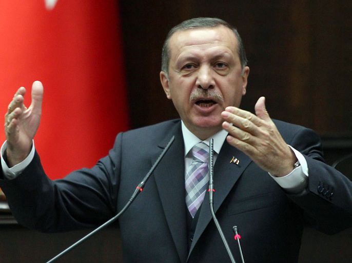Turkey's Prime Minister Recep Tayyip Erdogan addresses members of the parliament in Ankara on January 15, 2013. AFP PHOTO / ADEM ALTAN