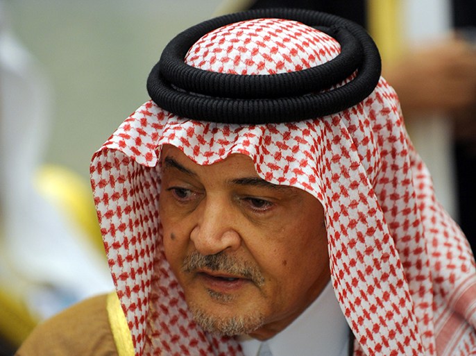 Saudi Foreign Minister Prince Saud al-Faisal attends the meeting of the Arab Foreign Ministers on the eve of the third session of the Arab Economic, Social and Development Summit held in Riyadh on January 19, 2013. Saudi Arabia is due to host the Arab Economic summit for the leaders on January 21 and 22. AFP PHOTO/FAYEZ NURELDINE
