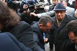 Ankara, Ankara, TURKEY : Former Turkish Chief of Staff Ismail Hakki Karadayi (R) arrives at a courthouse in Ankara on January 3, 2013. A prosecutor began questioning Karadayi for his role in the ousting of an Islamic-led coalition government in 1997. Authorities in Turkey have detained a former military chief for his alleged role in a 1997 coup that forced an Islamic-leaning government from power, Anatolia news agency reported on January 3. The retired general, Ismail Hakki Karadayi, is expected to testify before an Ankara court as part of an investigation that was launched in 2011 and has led to the arrests of dozens of military officers. AFP PHOTO / ADEM ALTAN