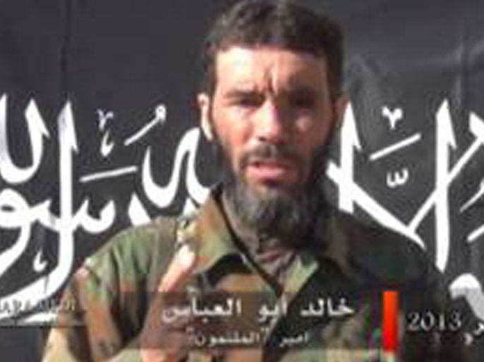 This image released on January 20, 2013 by the SITE Intelligence Group and credited to Sahara Media, shows Al-Mulathameen Brigade leader Mokhtar Belmokhtar giving a statment. According to the statement, the group which carried out the raid at the BP's oil facility in In Amenas, Algeria
