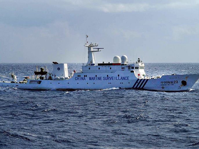 This handout picture taken by the Japan Coast Guard on January 19, 2013 shows a Chinese Marine Surveillance ship cruising inside waters around the disputed islands known as the Senkaku islands in Japan and the Diaoyu islands in China, in the East China Sea. Three Chinese government ships on January 19 entered Japanese territorial waters around the disputed islands, Japan's coastguard said, hours after a veiled US warning to Beijing not to challenge Tokyo's control. AFP PHOTO / JAPAN COAST GUARD