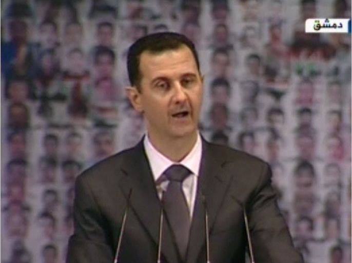 صورة خطاب الرئيس السوري بشار الاسد اليوم الاحد تناول فيه المستجدات في سوريا والمنطقة