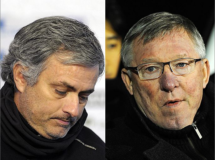 Manchester United manager Sir Alex Ferguson + Real Madrid´s Portuguese coach Jose Mourinho