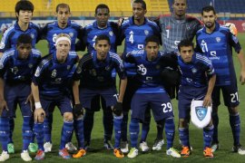 Saudi Arabia's Al-Hilal players pose for a picture before their Group D AFC Championship League football match against Qatar's Al-Gharafa club in Doha on March 21, 2012.