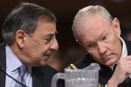 US Secretary of Defense Leon Panetta(L) and Chairman of the Joint Chiefs Martin Dempsey arrive to testify on the attack on the US facilities in Benghazi, Libya, before the Senate Armed Services Committee on Capitol Hill in Washington, DC, on February 7, 2013