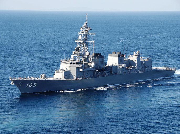 Japan Maritime Self-Defense Force destroyer Yuudachi is seen in this undated handout photo released by Japan Maritime Self-Defense Force and obtained by Reuters on February 5, 2013. A Chinese vessel pointed a type of radar normally used to help guide missiles at a Japanese navy ship near disputed East China Sea islets, prompting the Japanese government to lodge a protest with China, Japanese public broadcaster NHK said on Tuesday. The incident happened on Jan. 30, a frigate of the Chinese navy directed fire-control radar at the Yuudachi, the defence minister said. REUTERS/Japan Maritime Self-Defense Force/Handout (MID-SEA - Tags: MILITARY MARITIME) ATTENTION EDITORS - THIS IMAGE WAS PROVIDED BY A THIRD PARTY. FOR EDITORIAL USE ONLY. NOT FOR SALE FOR MARKETING OR ADVERTISING CAMPAIGNS. THIS PICTURE IS DISTRIBUTED EXACTLY AS RECEIVED BY REUTERS, AS A SERVICE TO CLIENTS