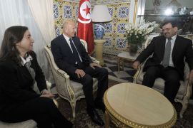 Tunisia's new Prime Minister Ali Larayedh meets with Progressist Democratic Party (PDP) General Secretary Maya al-Jeribi (L) and PDP leader Nejib Chebbi (C), on February 26, 2013 in Tunis. On the day of Belaid's murder, then prime minister Hamadi Jebali proposed the formation of a government of technocrats as a way out of the crisis. But the initiative was rejected by his own Ennahda party, leading to his resignation. AFP PHOTO / FETHI BELAIDTunisia's new Prime Minister Ali Larayedh meets with Progressist Democratic Party (PDP) General Secretary Maya al-Jeribi (L) and PDP leader Nejib Chebbi (C), on February 26, 2013 in Tunis. On the day of Belaid's murder, then prime minister Hamadi Jebali proposed the formation of a government of technocrats as a way out of the crisis. But the initiative was rejected by his own Ennahda party, leading to his resignation. AFP PHOTO / FETHI BELAID
