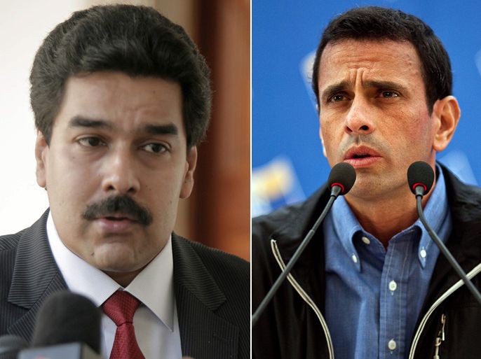 من اليمين -capriles + Nicolas Maduro