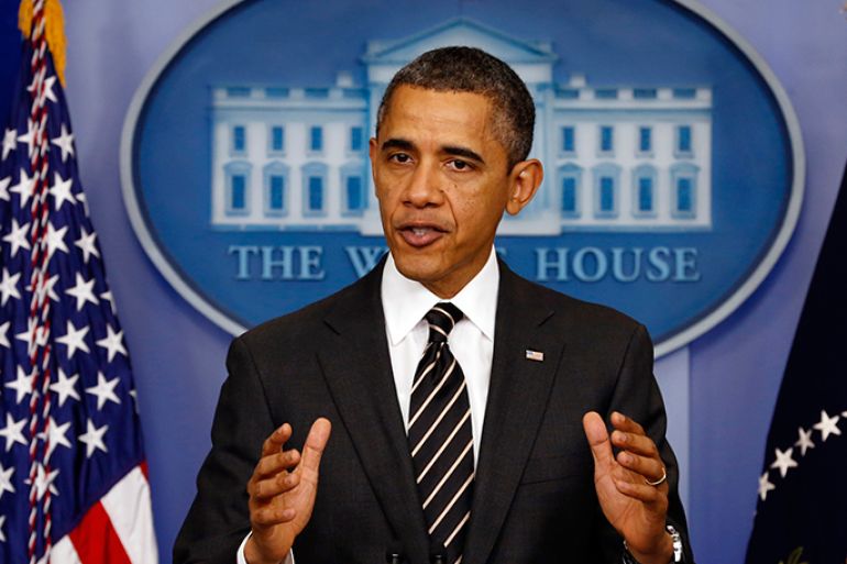 U.S. President Barack Obama speaks from the briefing room of the White House in Washington February 5, 2013.