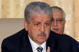 Algerian Prime Minister Abdelmalek Sellal addresses a three-way summit with his Libyan and Tunisian counterparts (not seen) in the Libyan oasis of Ghadames on January 12, 2013. The tripartite meeting is being held to discuss security along their common borders. AFP PHOTO/MAHMUD TURKIA