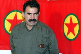 (FILES) -- A file photo taken on September 28, 1993 shows Kurdish rebel chief Abdullah Ocalan giving a press conference in Masnaa on the Lebanon-Syria border. Kurdish rebel leader Abdullah Ocalan has confirmed he will call for a "historic" ceasefire on March 21, 2013, the day of the Kurdish New Year, a pro-Kurdish lawmaker told reporters on March 18, 2013 in Istanbul after meeting the jailed PKK chief. AFP PHOTO / JOSEPH BARRAK
