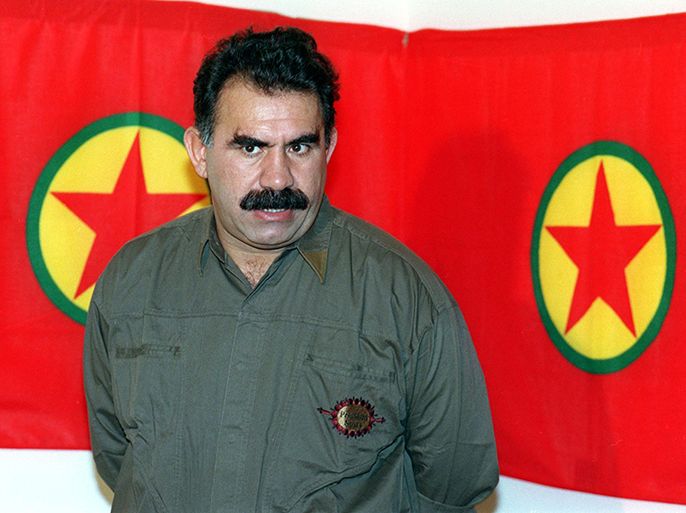 (FILES) -- A file photo taken on September 28, 1993 shows Kurdish rebel chief Abdullah Ocalan giving a press conference in Masnaa on the Lebanon-Syria border. Kurdish rebel leader Abdullah Ocalan has confirmed he will call for a "historic" ceasefire on March 21, 2013, the day of the Kurdish New Year, a pro-Kurdish lawmaker told reporters on March 18, 2013 in Istanbul after meeting the jailed PKK chief. AFP PHOTO / JOSEPH BARRAK