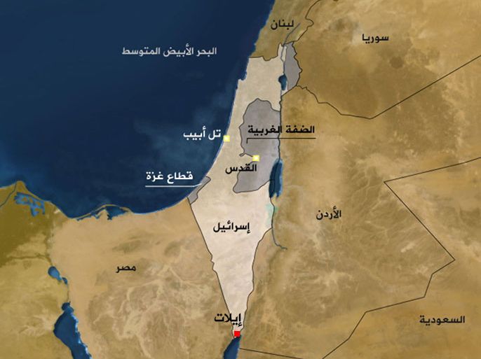 خريطة لإسرائيل موقع مدينة إيلات