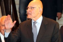 f_A handout picture released by Dalati and Nohra on April 4, 2013 shows MP Tammam Salam gesturing following a March 14 political coalition meeting in Beirut. Salam emerged as the strongest candidate to head the next Lebanese government after he received backing from