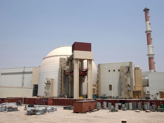 epa03474209 (FILE) A file picture dated 21 August 2010 shows a general view of the Iranian nuclear power plant in Bushehr, southern Iran. Media reports that in a International Atomic Energy Agency (IAEA) report released on 16 November 2012 they state that Iran's only nuclear power plant at Bushehr has been shut down since mid-October. EPA/ABEDIN TAHERKENAREH