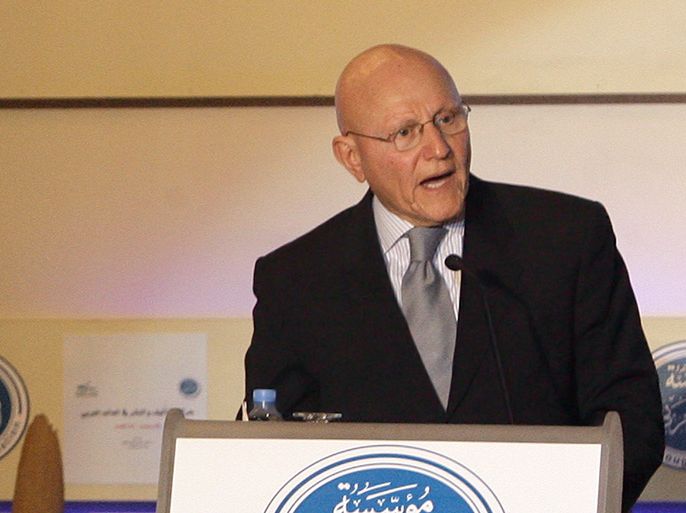 epa01882203 lebanese minister of culture Tammam Salam speaks during the opening of Arab Thought Foundation ?Fikr 8" Conference at Phoenicia hotel in Beirut Lebanon 01 October 2009 . The Arab Thought Foundation is an international, independent and non-governmental organization created in 2000 with the objective of promoting the interests of the Arab region
