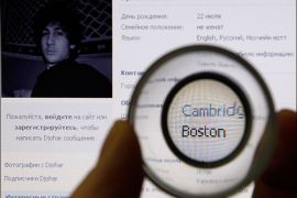 A photograph of Djohar Tsarnaev, who is believed to be Dzhokhar Tsarnaev, a suspect in the Boston Marathon bombing, is seen on his page of Russian social networking site Vkontakte (VK), as pictured on a monitor in St. Petersburg April 19, 2013. Tsarnaev posted links to Islamic websites and others calling for Chechen independence on what appears to be his page on the site. Police launched a massive manhunt for Tsarnaev, 19, after killing his older brother Tamerlan Tsarnaev in a shootout overnight. REUTERS/Alexander Demianchuk (RUSSIA - Tags: CRIME LAW CIVIL UNREST TPX IMAGES OF THE DAY)