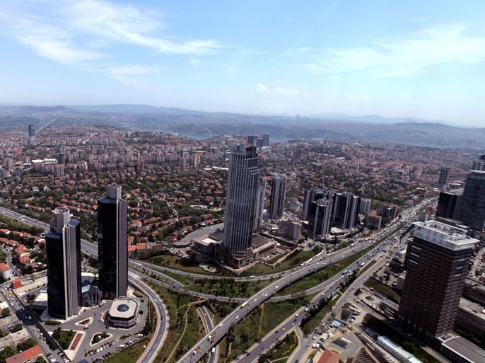 epa02738634 A general view of Levent financial district which is including leading Turkish company headquarters, is seen from 261-meter-tall 'Istanbul Sapphire Tower' in Istanbul, Turkey, 17 May 2011. EPA/TOLGA BOZOGLU
