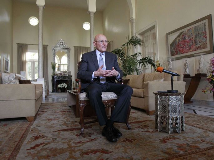 Lebanon's newly named Prime Minister Tammam Salam answers to AFP's journalists' questions during an interview following his official appointment, on April 6, 2013 at his home in the Lebanese capital Beirut. Salam's appointment comes two weeks after Najib Mikati resigned and effectively brought down his Hezbollah-dominated government