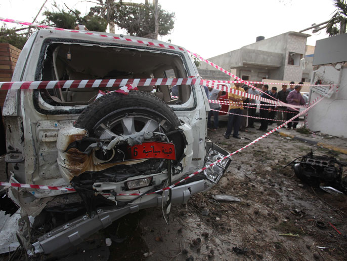 جانب من الدمار الذي خلفه التفجير الذي استهدف السفارة الفرنسية(الأوروبية)