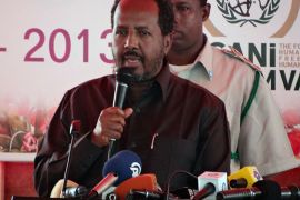 الرئيس الصومالي حسن الشيخ محمود يتحدث لدى مشاركته اليوم في افتتاح مركز تركي للايتام في مقديشو