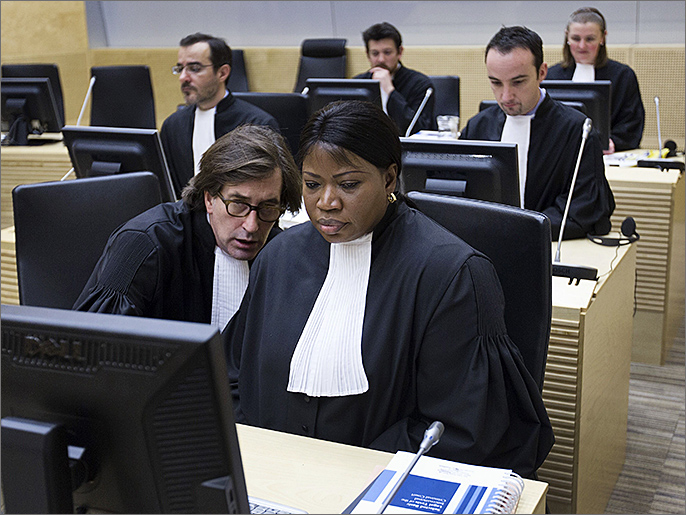 ‪من جلسة استماع في المحكمة الجنائية للرئيس العاجي لوران غباغبو‬ (الفرنسية)