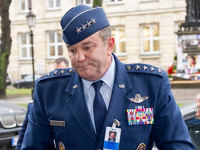 epa03564131 Commander of the US Air Force in Europe, General Philip Breedlove arrives at Hotel Bayerischer Hof on the first day of the 49th Munich Security Conference in Munich, Germany, 01 February 2013. More than 400 foreign and defence policy heavyweights were to discuss Mali, Syria and other global trouble spots at a three-day security meeting starting 01 February in Germany. The Munich Security Conference (MSC) brings together some 400 guests - a dozen heads of state and government, 70 ministers as well as leaders from defence and business, including the arms industry. EPA/MARC MUELLER