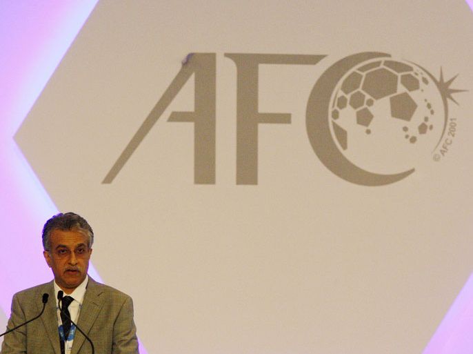 epa03684581 Newly elected Asian Football Confederation (AFC) Shaikh Salman bin Ebrahim Al Khalifa of Bahrain gives his keynote address during the AFC Extraordinary Congress in Kuala Lumpur, Malaysia, 02 May 2013. Shaikh Salman bin Ebrahim Al Khalifa of Bahrain has been elected as the new AFC President after receiving 33 of the 46 votes ahead of Thailand’s Worawi Makudi and Yousuf Al Serkal of the UAE, during the election at the AFC Extraordinary Congress.