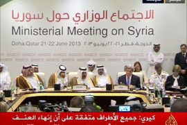 مؤتمر صحفي لوزراء خارجية مجموعة أصدقاء سوريا في الدوحة