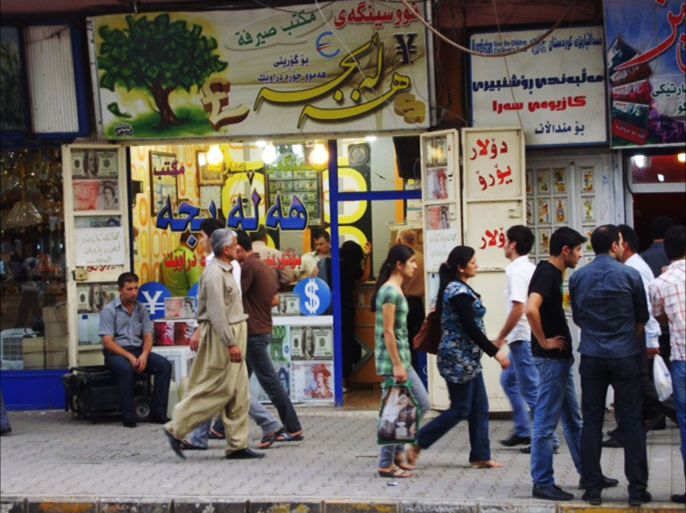 جانب من احد أسواق مدينة السليمانية في إقليم كوردستان الذي يشهد إستقرارا امنيا كبيرا شجع العوائل على النزوح اليه بحثا عن الأمان .