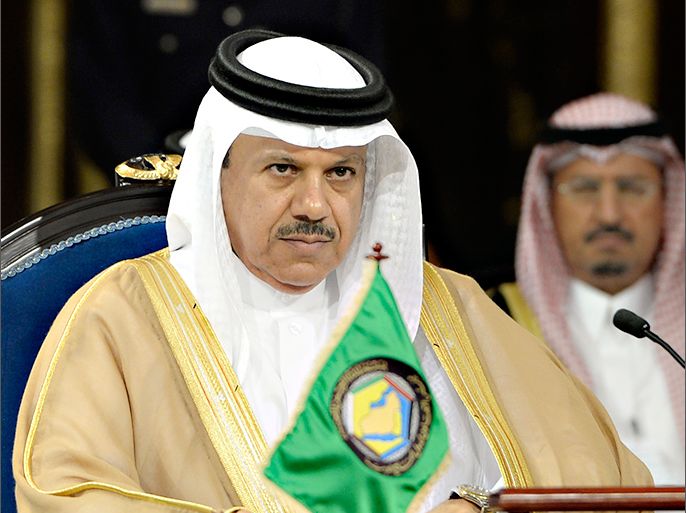 epa03674054 Secretary General of the Gulf Cooperation Council (GCC), Abdul Latif Bin Rashid Al Zayani, attends the 14th Consultative Meeting of GCC Interior Ministers, in Manama, Bahrain, 23 April 2013. GCC interior ministers in their meeting pointed out that they continue to face internal and external threats and that they need to further increase their security cooperation to combat these threats. EPA/MAZEN MAHDI