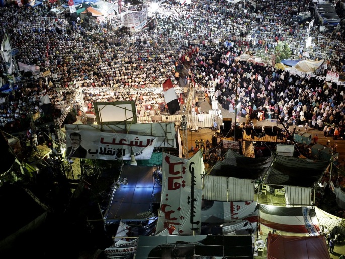 ‪ميدان رابعة هو مركز الاحتجاج‬ (أسوشيتد برس)