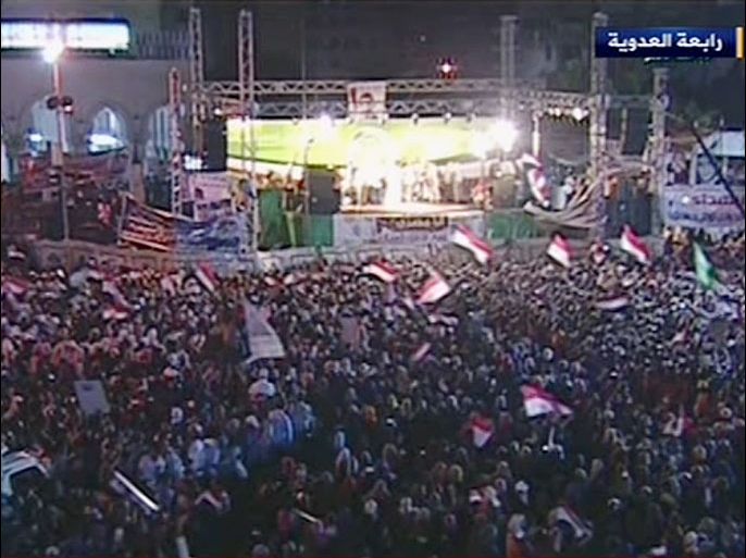 مظاهرات مؤيدة لمرسي في ميدان رابع العدوية