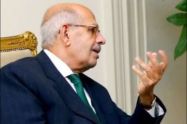 Opposition leader and former U.N. nuclear agency chief Mohamed ElBaradei attends a meeting with Egypt's interim President Adli Mansour (not pictured) at El-Thadiya presidential palace in Cairo in this handout picture dated July 6, 2013. ElBaradei was chosen as Egypt's interim Prime Minister on Saturday as the transitional administration fought to restore calm after at least 35 people were killed in Islamist protests that swept the country. REUTERS/Egyptian Presidency/Handout (EGYPT - Tags: POLITICS) ATTENTION EDITORS - NO SALES. NO ARCHIVES. THIS IMAGE WAS PROVIDED BY A THIRD PARTY. FOR EDITORIAL USE ONLY. NOT FOR SALE FOR MARKETING OR ADVERTISING CAMPAIGNS. THIS PICTURE IS DISTRIBUTED EXACTLY AS RECEIVED BY REUTERS, AS A SERVICE TO CLIENTS