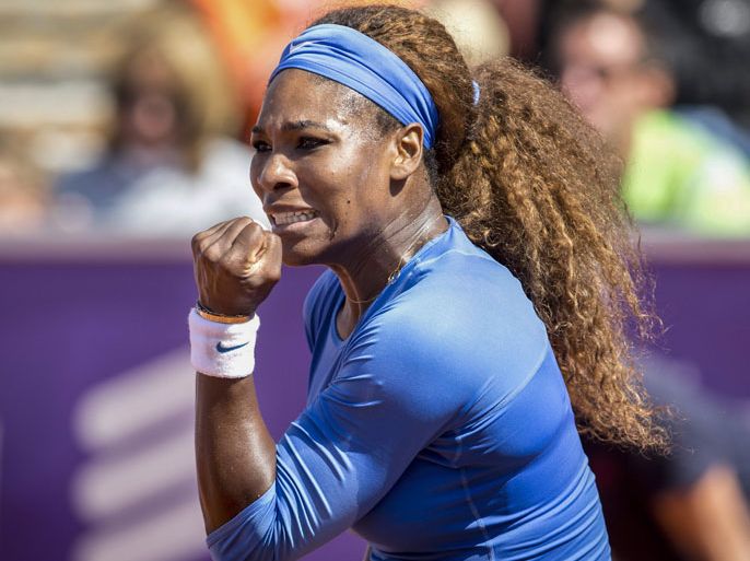 US tennis player Serena Williams reacts during her final match against Swedish Johanna Larsson at the Swedish Open on Sunday, on July 21, 2013 in Bastad, Sweden. Williams won 6-4, 6-1. AFP PHOTO / SCANPIX SWEDEN / BJORN LARSSON ROSVALL / SWEDEN OUT