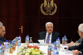 Palestinian Authority President, Mahmoud Abbas, chairs a meeting of the Palestinian Liberation Organization (PLO), at his offices in Ramallah, the West Bank, 07 March 2012. EPA/ATEF SAFADI