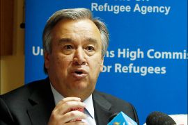 United Nations High Commissioner for Refugees (UNHCR) head Antonio Guterres addresses a news conference in Kenya's capital Nairobi, July 10, 2013. Tens of thousands of Somali refugees have returned home as security in their homeland has improved, the United Nations said on Wednesday, saying it would support a further 60,000 refugees who are ready to go back. REUTERS/Thomas Mukoya (KENYA - Tags: CIVIL UNREST POLITICS SOCIETY)