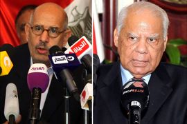 EPA : Right The newly appointed Minister of Finance Hazem Beblawi - Mohammed El-Baradei