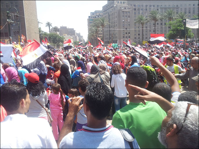 ميدان التحرير كان خلال الأيام الماضية نقطة الحشد الأبرز للمتظاهرين ضد مرسي (الجزيرة)