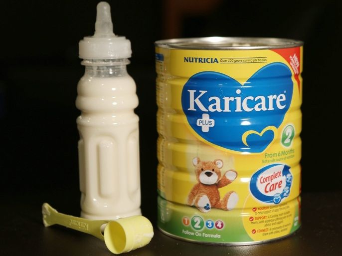 A photo illustration shows a tin of Fonterra Karicare baby formula in Melbourne, Australia, 03 August 2013. New Zealand dairy producing company Fonterra announced on 03 August that some ingredients of their sports and baby drinks could be contaminated by a toxic bacteria that could cause botulism. Parents are being urged to stop using Karicare formula products for children aged from six months.