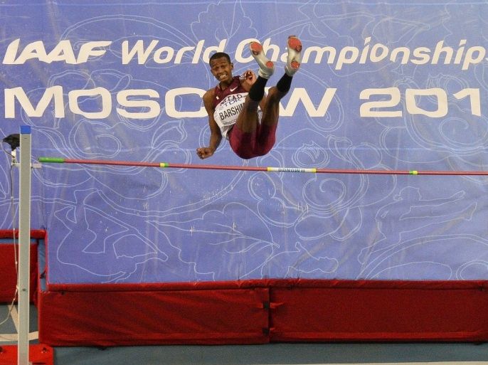 Qatar's Mutaz Essa Barshim competes during the men's high jump final at the 2013 IAAF World Championships at the Luzhniki stadium in Moscow on August 15, 2013.