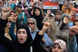 Women chant slogans during a demonstration in support of ousted Egyptian president Mohamed Morsi in Rabat August 18, 2013.
