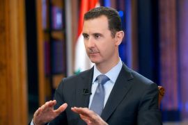 A handout picture released by the official Syrian Arab News Agency (SANA) on September 19, 2013 shows Syrian President Bashar al-Assad gesturing during an interview with Fox News in the capital Damascus. Assad pledged to destroy his stockpile of chemical arms but warned it would take a year to do so. AFP PHOTO/HO/SANA --- RESTRICTED TO EDITORIAL USE - MANDATORY CREDIT "AFP PHOTO / SANA" - NO MARKETING NO ADVERTISING CAMPAIGNS - DISTRIBUTED AS A SERVICE TO CLIENTS ---