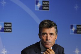 Brussels, -, BELGIUM : NATO General Secretary Anders Fogh Rasmussen gives a press conference focused on situation in Syria on September 2, 2013 at the Residence Palace in Brussels. AFP PHOTO/ JOHN THYS