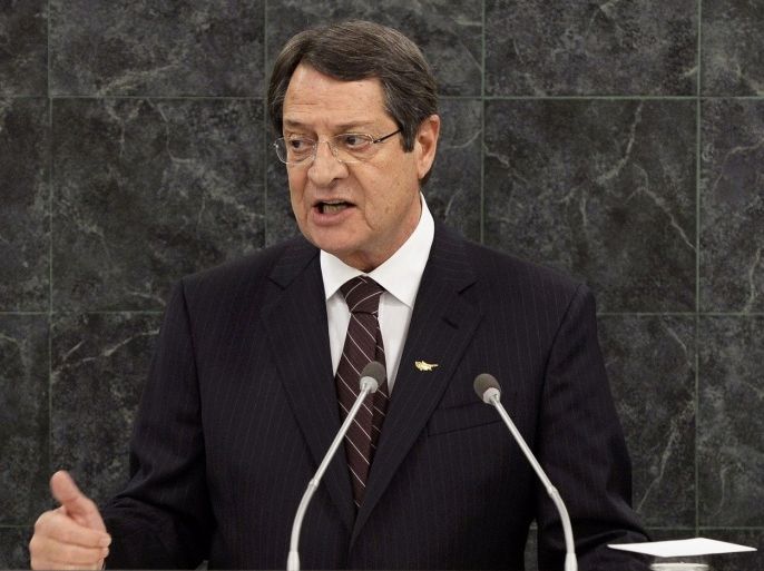 Nicos Anastasiades, President of the Republic of Cyprus, addresses the 68th United Nations General Assembly at U.N. headquarters in New York, September 26, 2013.